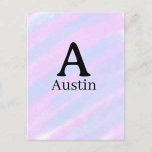 Monogram capital masculine add name purple pastel postcard
