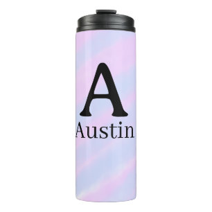 Monogram capital masculine add name purple pastel thermal tumbler