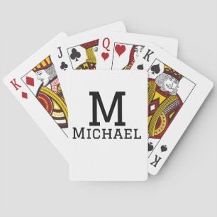 Monogram capital masculine add name simple classic playing cards