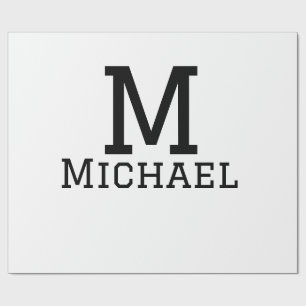 Monogram capital masculine add name simple classic wrapping paper