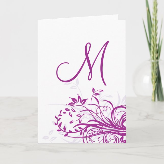 Monogram Cards- Purple Swirl Note Card (Front)