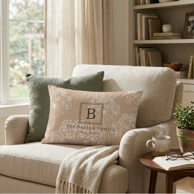 Monogram Carrot Flower Silhouette Soft Beige Decorative Cushion (Creator Uploaded)