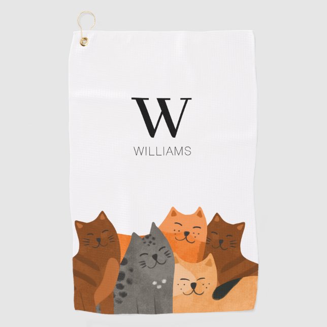 Monogram Cat  Golf Towel (Front)