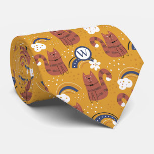 Monogram Cat Pattern Tie