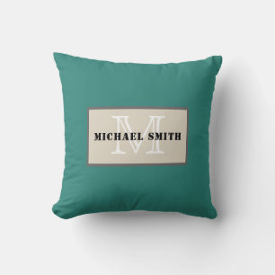 Monogram Celadon Green Solid Colour Background Cushion