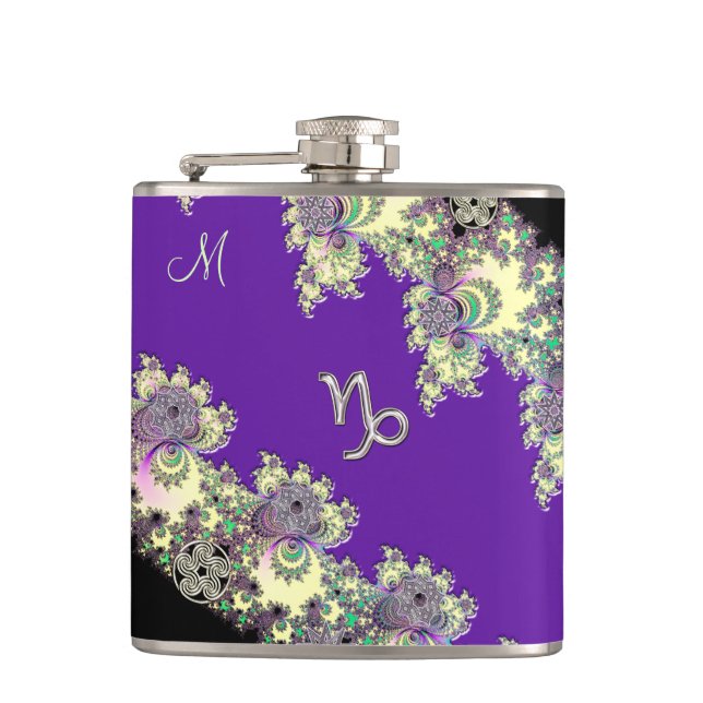 Monogram Celtic Capricorn Flask (Front)