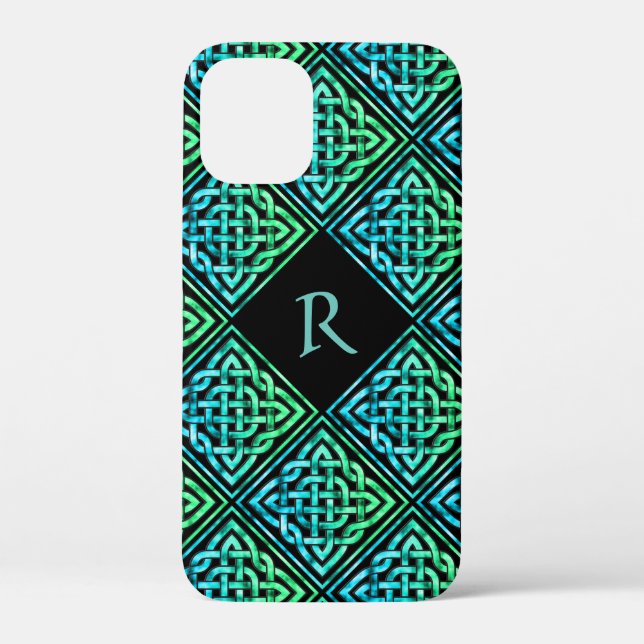 Monogram Celtic Knot Blue Green iPhone 12 Mini Case-Mate iPhone Case (Back)