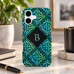 Monogram Celtic Knot Green Teal iPhone 17 Case