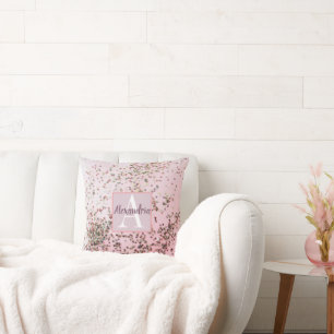 Monogram Champagne Pink Confetti Cushion