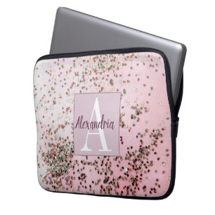 Monogram Champagne Pink Confetti Laptop Sleeve