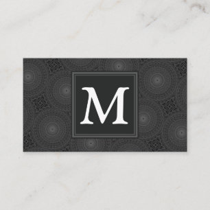 Monogram charcoal circles pattern business card
