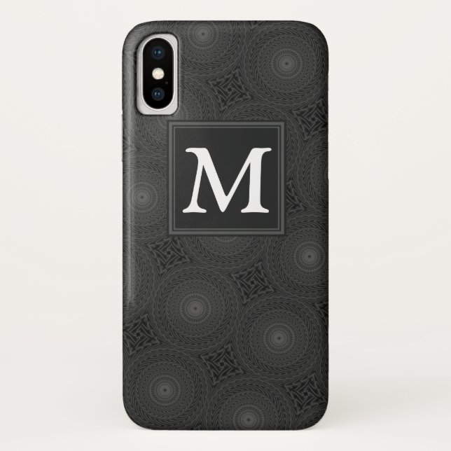 Monogram charcoal circles pattern Case-Mate iPhone case (Back)