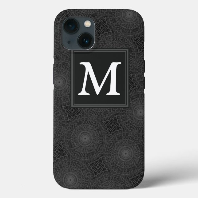 Monogram charcoal circles pattern Case-Mate iPhone Case (Back)