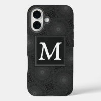 Monogram charcoal circles pattern
