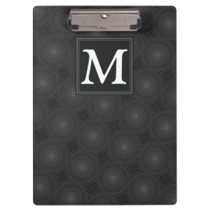 Monogram charcoal circles pattern clipboard