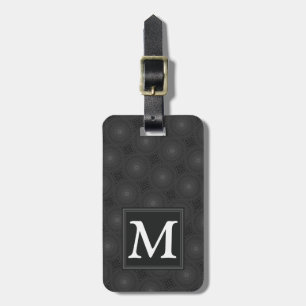 Monogram charcoal circles pattern luggage tag