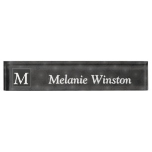 Monogram charcoal circles pattern nameplate