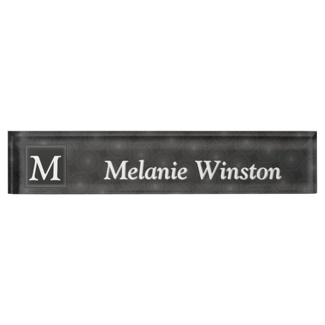 Monogram charcoal circles pattern nameplate (Front)