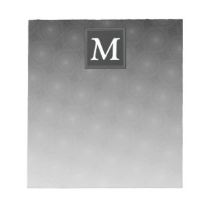 Monogram charcoal circles pattern notepad