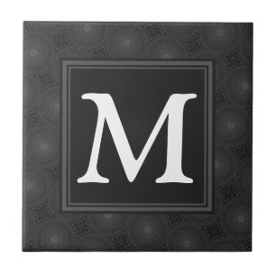 Monogram charcoal circles pattern tile
