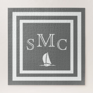 MONOGRAM Charcoal Grey Solid colour  plain Jigsaw Puzzle