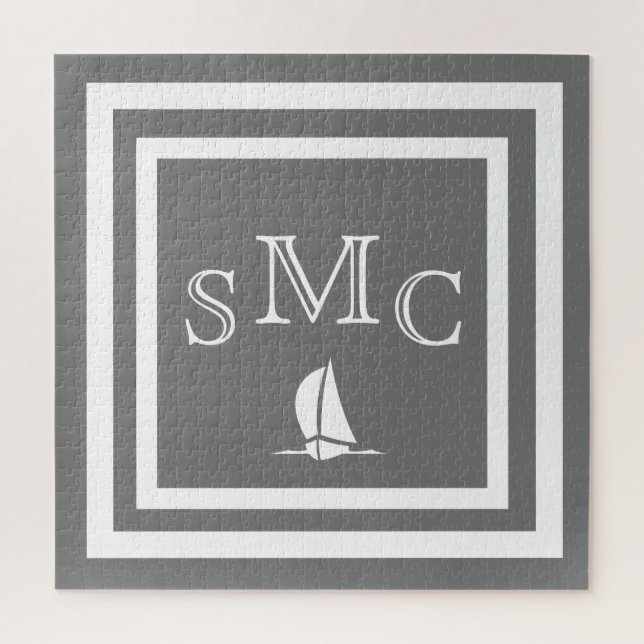 MONOGRAM Charcoal Grey Solid colour  plain Jigsaw Puzzle (Vertical)