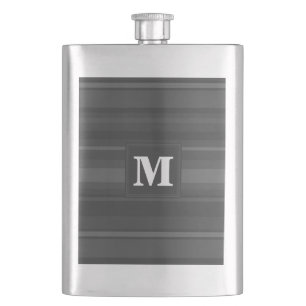 Monogram charcoal stripes hip flask
