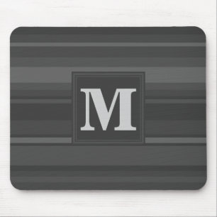 Monogram charcoal stripes mouse pad