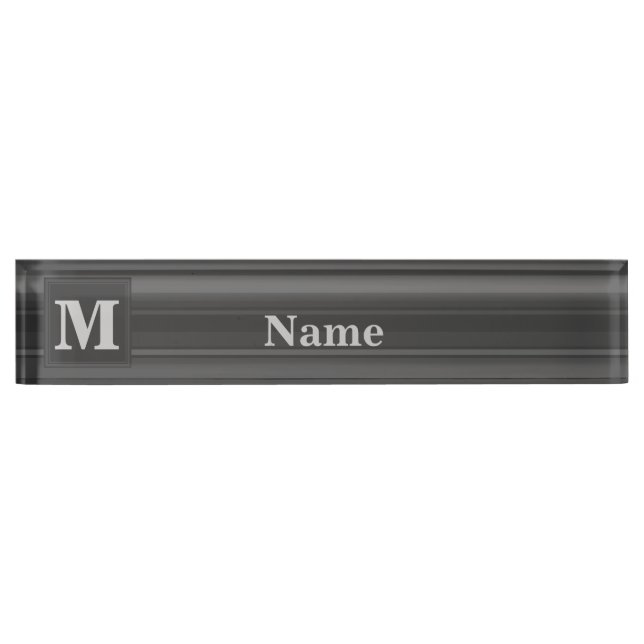 Monogram charcoal stripes nameplate (Front)