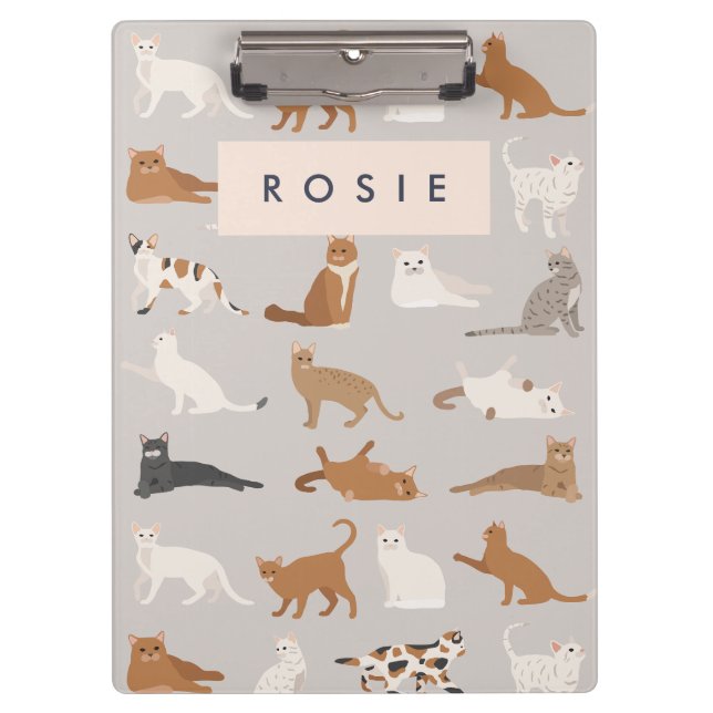 Monogram Charming Cat Pattern Cat Lovers Clipboard (Front)