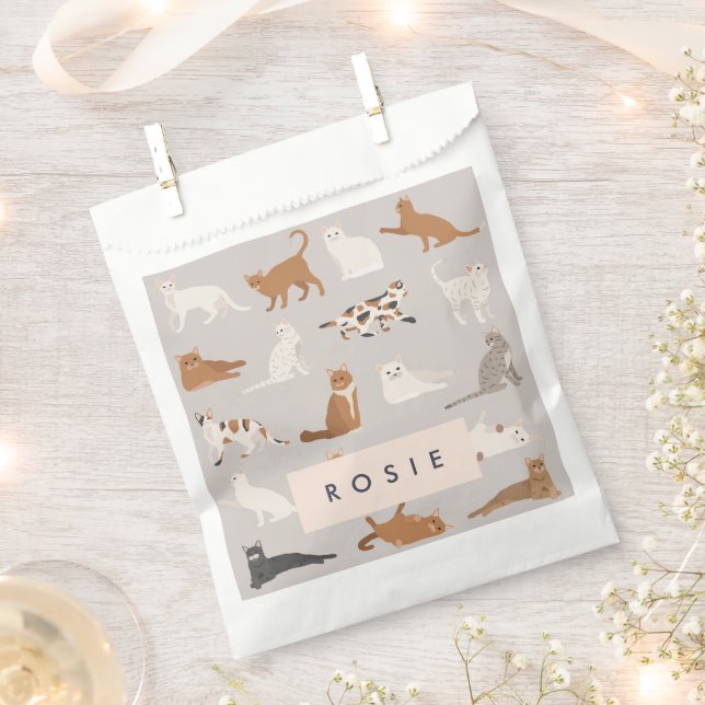 Monogram Charming Cat Pattern Cat Lovers Favour Bags (Clipped)