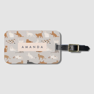 Monogram Charming Cat Pattern Cat Lovers Luggage Tag