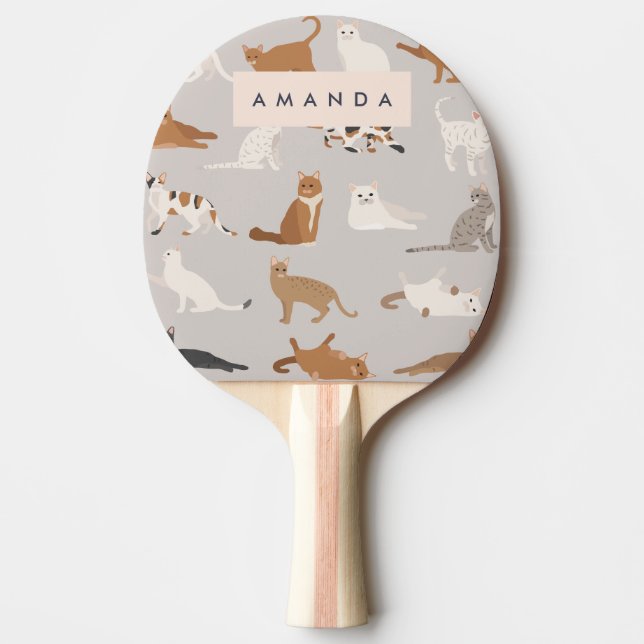 Monogram Charming Cat Pattern Cat Lovers Ping Pong Paddle (Front)