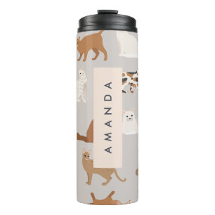 Monogram Charming Cat Pattern Cat Lovers Thermal Tumbler