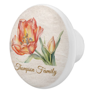 Monogram charming watercolor floral stylish script ceramic knob