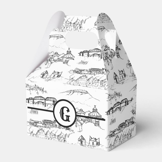 Monogram Chattanooga Toile Favour Box (Front Side)