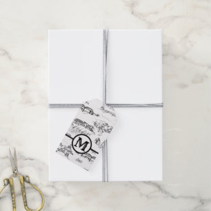 Monogram Chattanooga Toile Gift Tags
