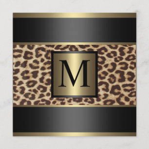 Monogram Cheetah, Leopard Wedding Invitation