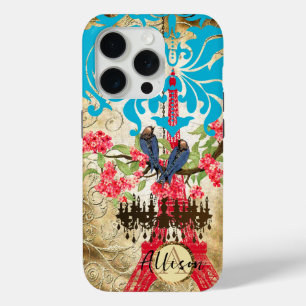 Monogram Cherry Blossom Bird Chandelier iPhone 15 Pro Case