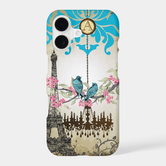 Monogram Cherry Blossom  Bird Chandelier iPhone (Back)