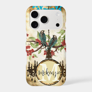 Monogram Cherry Blossom  Bird Chandelier iPhone
