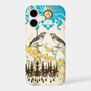 Monogram Cherry Blossom  Bird Chandelier iPhone