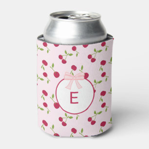 Monogram Cherry Coquette Pink Custom Cute Can Cooler