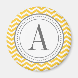 Monogram Chevron Magnet - yellow and grey