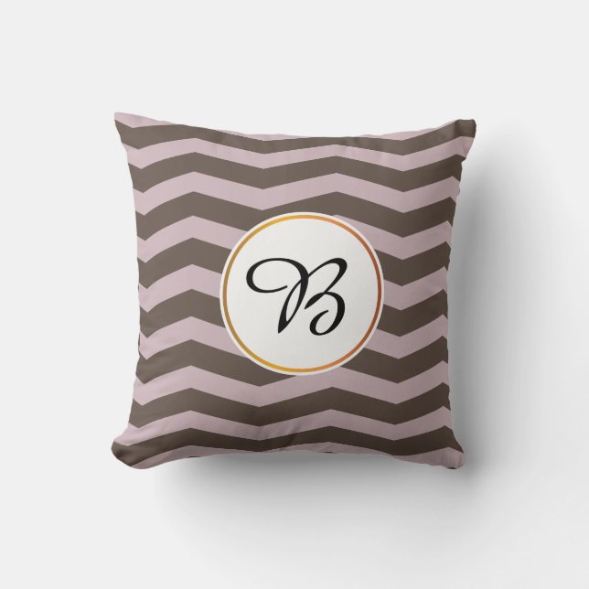 monogram & chevron patterned cushion (Front)