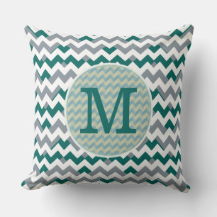 monogram chevron stripes cushion