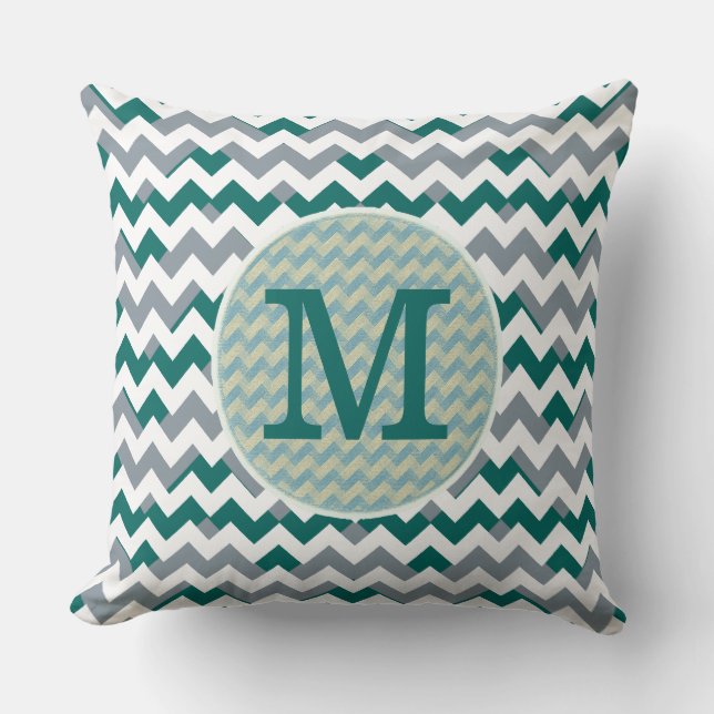 monogram chevron stripes cushion (Front)