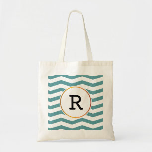 monogram & chevron tote bag