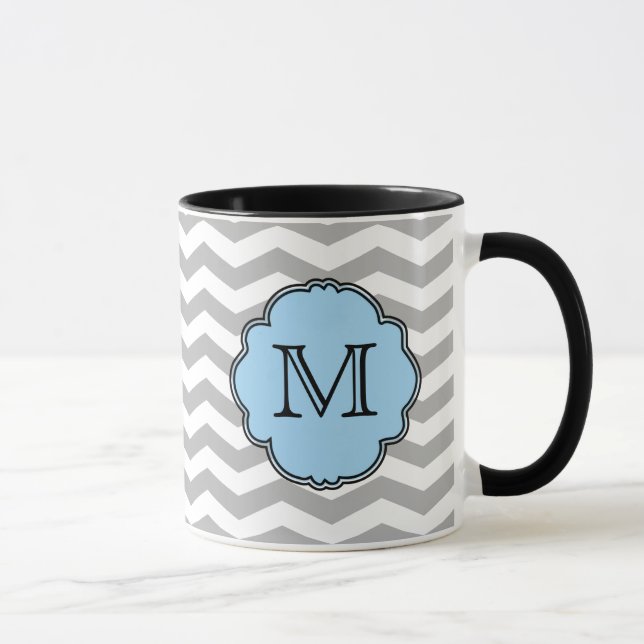 Monogram Chevron Zigzag Mug (Right)