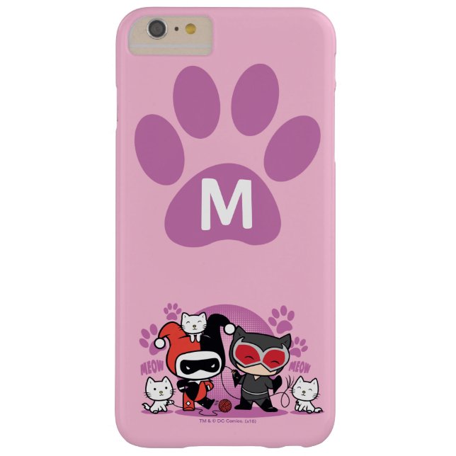 Monogram Chibi Harley Quinn & Catwoman With Cats Case-Mate iPhone Case (Back)